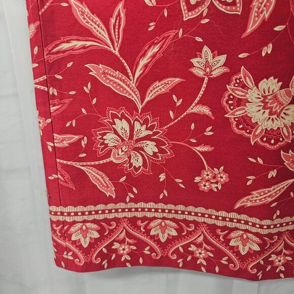 Vintage Talbots Red Pink Floral Midi Skirt Boho Retro Cottagecore 8 - Picture 3 of 12
